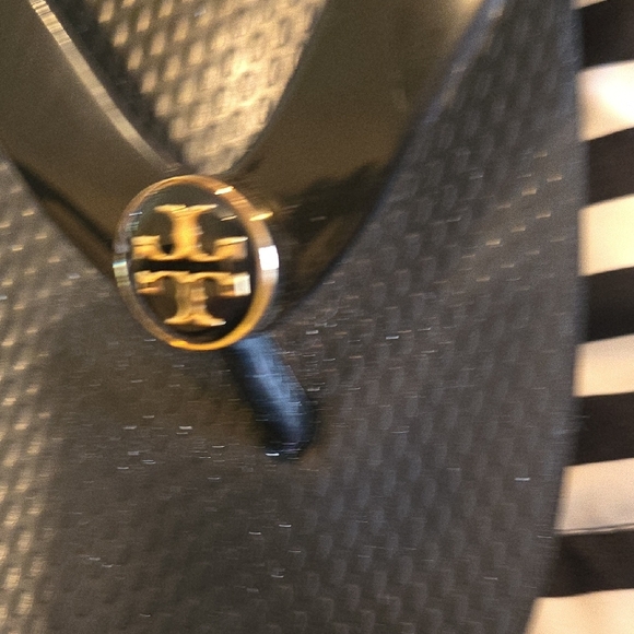 Tory Burch Black and Gold Flip Flops - Picture 3 of 6